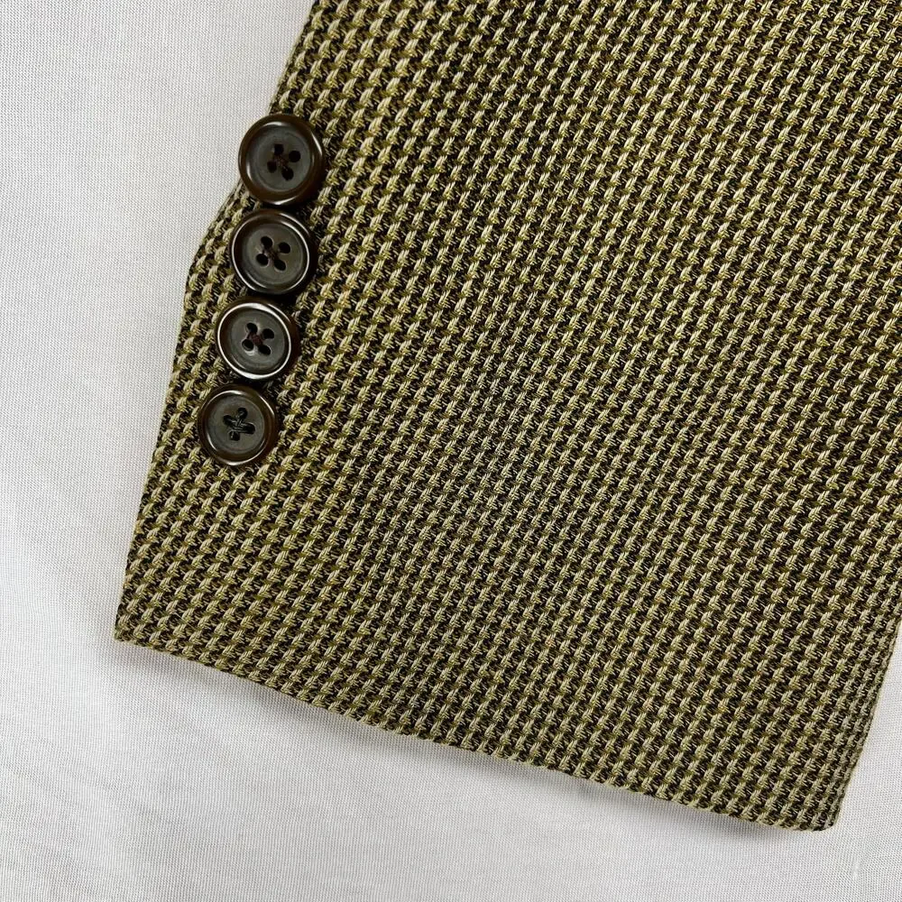 Vintage Austin Reed Wool Sport Coat 40R Tan Houndstooth USA Made Union Blazer